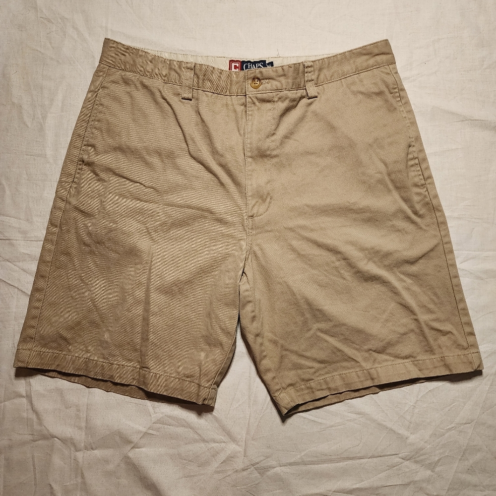 CHAPS Shorts Men's Size 36 Tan Khaki Shorts Zipper Pockets